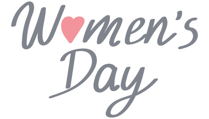 Celebratory Women's Day typography with a heart symbol. in flat color style