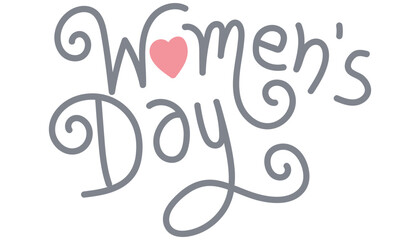 Women's Day artistic text design with decorative elements. in flat color style