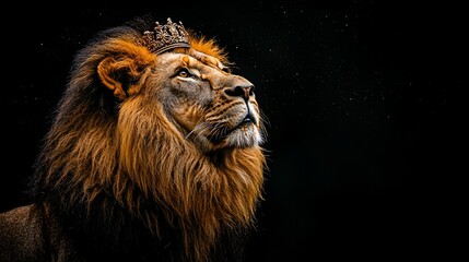 Fototapeta premium Majestic lion king, regal crown