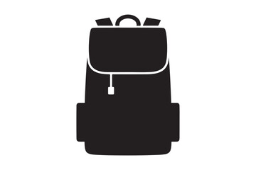 Minimalist Backpack Silhouette Icon Black Travel Rucksack Vector Illustration