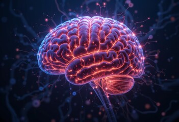 Digital illustration of the human brain for scientific and creative projects.