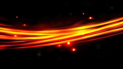 Dynamic, abstract design with fiery, orange light trails.