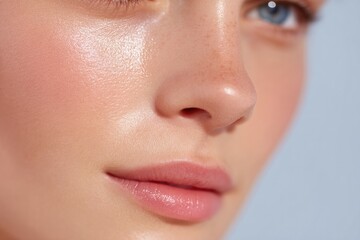 Fototapeta premium close-up of perfectly smooth surface mimicking human skin emphasizing flawless texture with abundant copy space