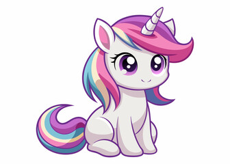 Adorable Pastel Rainbow Unicorn Cartoon Illustration