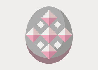 Abstract Geometric Pink and Gray Easter Egg Design