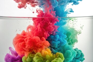 Colorful Ink Explosion Creates Vibrant Patterns in Clear Water Generative AI