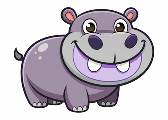 Adorable Cartoon Hippopotamus Illustration Happy Smiling