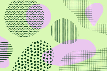 Abstract background with simple shapes and seamless handmade patterns