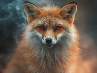 The Majestic Fox: A close-up portrait of a stunning fox, its fiery fur gleaming, reveals the untamed beauty and clever gaze of this forest creature.
