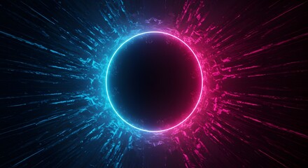 Obraz premium Professional Cosmic Frame Vector Illustration Pack with Neon Circular Frame on Plain White Background AI File