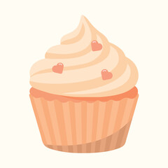 Delicious cupcake. Dessert vector illustration design. High-quality vector illustration of a cupcake in soft pastel tones. Isolated on light background. Perfect for print, web, and packaging etc.