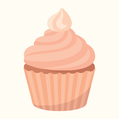 Delicious cupcake. Dessert vector illustration design. High-quality vector illustration of a cupcake in soft pastel tones. Isolated on light background. Perfect for print, web, and packaging etc.