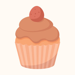 Delicious cupcake. Dessert vector illustration design. High-quality vector illustration of a cupcake in soft pastel tones. Isolated on light background. Perfect for print, web, and packaging etc.