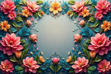 Fototapeta premium Intricate floral wallpaper with symmetrical design , pattern, background