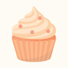 Delicious cupcake. Dessert vector illustration design. High-quality vector illustration of a cupcake in soft pastel tones. Isolated on light background. Perfect for print, web, and packaging etc.