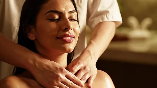 A beautiful woman having an relaxing massage 