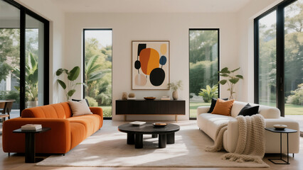 Sunlit & Airy Living Room Spacious Tranquil Design with Living Nook Sofa