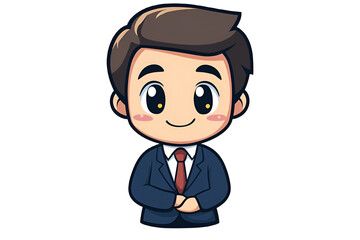 Adorable Confident Manga Businessman Vector Illustration