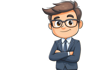 Obraz premium Adorable Confident Manga Businessman Chibi Character Design