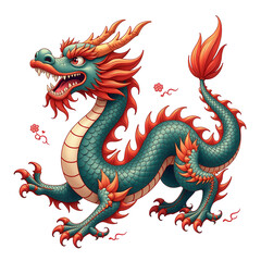Obraz premium Traditional Chinese Dragon Decoration on Transparent Background