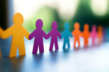 Colorful Paper People Chain  Unity  Teamwork  Diversity  Community