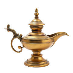 Traditional Indian Brass Lamp on Transparent Background