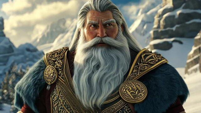 Playful 3D Cartoon Zeus Warrior with Beard in Colorful Stop Motion Animation