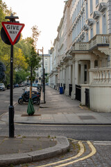 Charming and picturesque street featuring a Give Way sign, located in a Eccleston Square - London