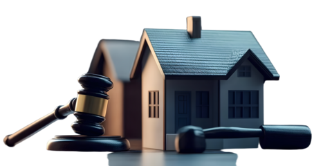 Judge auction and real estate concept. Law hammer and house model. Real estate law. Taxes and profits invested in real estate and home purchase. Generative AI.