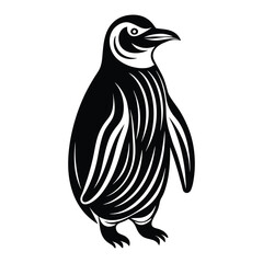 Penguin Bird Clipart, Vector black silhouette of a penguin. Vector illustration of a black silhouette of a penguin