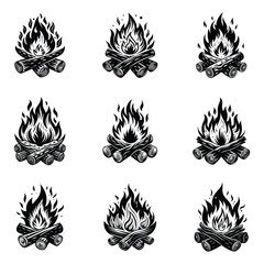Camp fire icon Bonfire burning on firewood symbol, Campfire illustration of campfire vector icon