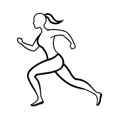 Female Runner Silhouette Line Vector