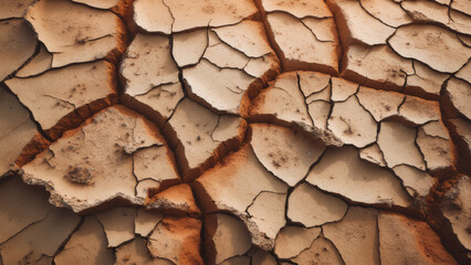 Cracked Earth Captures Drought in Warm Texture