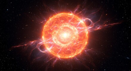 Solar Flare Space Warp Effect
An abstract background showing a bright solar flare warp effect, with orange-yellow plasma arcs bending and distorting space against a dark starry backdrop