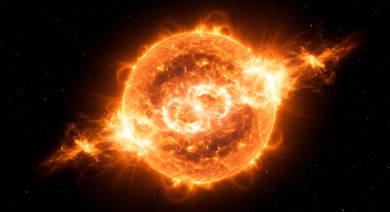 Solar Flare Space Warp Effect
An abstract background showing a bright solar flare warp effect, with orange-yellow plasma arcs bending and distorting space against a dark starry backdrop