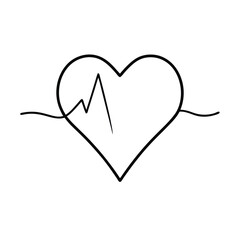 Heartbeat One Line Sketch Vector