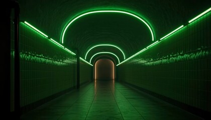 Fototapeta premium Neon Green Tunnel Corridor
