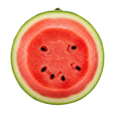 Whole watermelon placed beside a half-cut one, highlighting its green rind and red juicy interior....