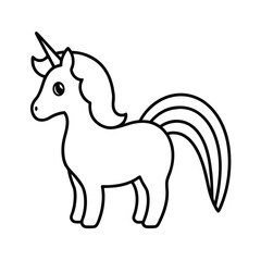 Rainbow Mane Unicorn Line Vector