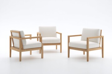 minimalistic garden furniture set isolated against pure white backdrop