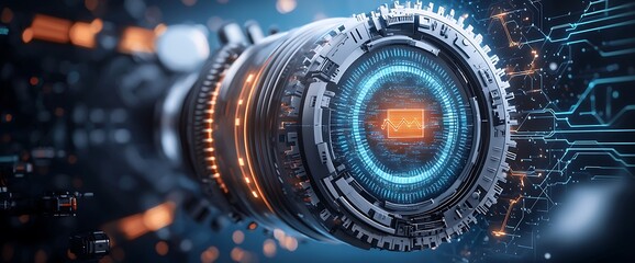 Futuristic technological device with energy display