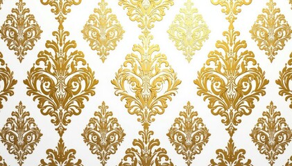 Intricate floral damask pattern in elegant gold and white , elegant, art