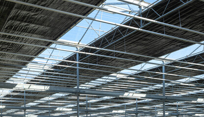 the black curtain of green house cover the sunshine