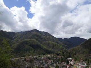 Panorama of the city of Varallo (VC) from Sacro Monte di Varallo, Central Alps, Italy