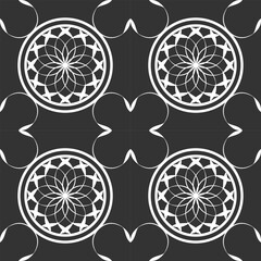 seamless black and white pattern of different geometric shapes
