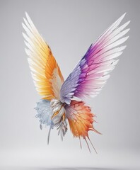 Obraz premium Delicate wings, vibrant colors, pristine white background, image, vibrant
