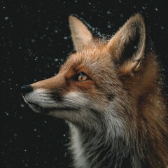Obraz premium Majestic Red Fox Profile in Winter Snowfall A Stunning Wildlife Portrait