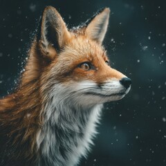 Fototapeta premium Majestic Red Fox in Winter Wonderland A Stunning Profile Portrait