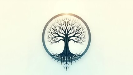 Symbolic tree of life within a circle.
