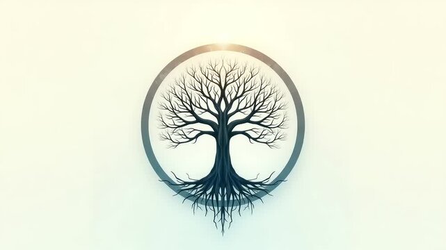 Symbolic tree of life within a circle.